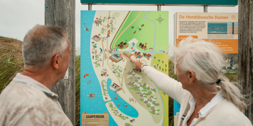 Information board at the beach entrance in Camperduin